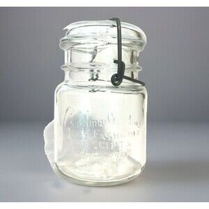 Grandma Wheatons Clear Pint #5 Jar Old Fashioned Lid Bail Farmhouse Vintage
